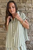 Mallow Stripe Cap Sleeve Shirt Olive